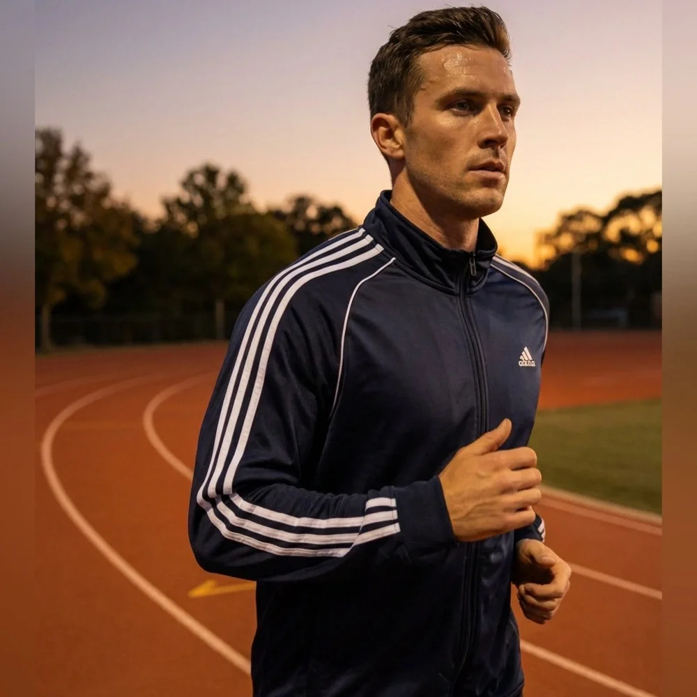 Adidas Navy Blue 3-Stripe Full Zip Track‎ Jacket - Size XL